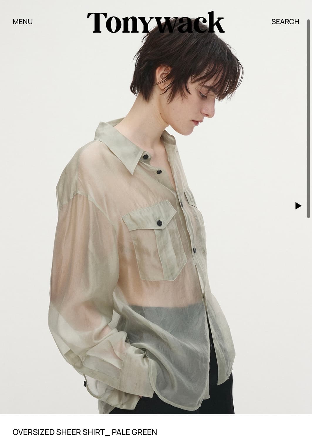 토니웩 oversized sheer shirt pale green 상품이미지1