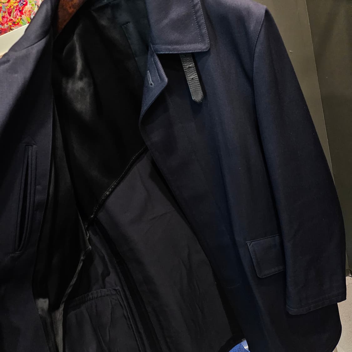 톰포드 레더트리밍 울  네이비 코트 상품이미지6