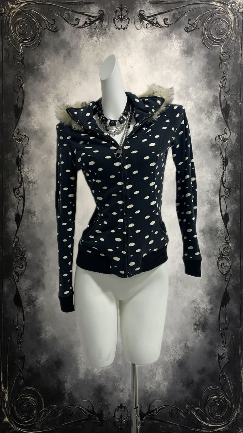 Dot Navy Fur Zip-Up 상품이미지3