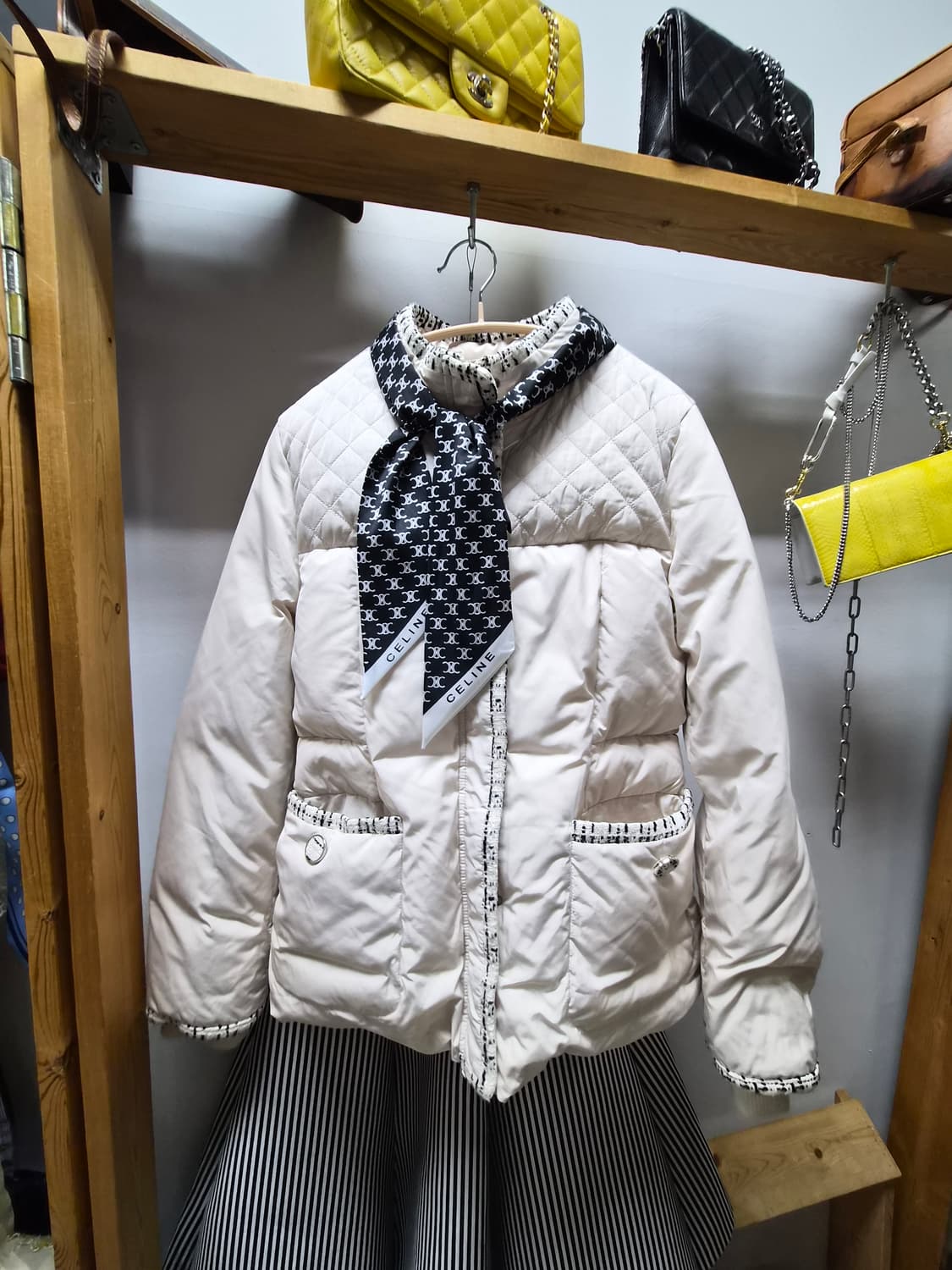 레노마 트위드트리밍 구스숏패딩 상품이미지2