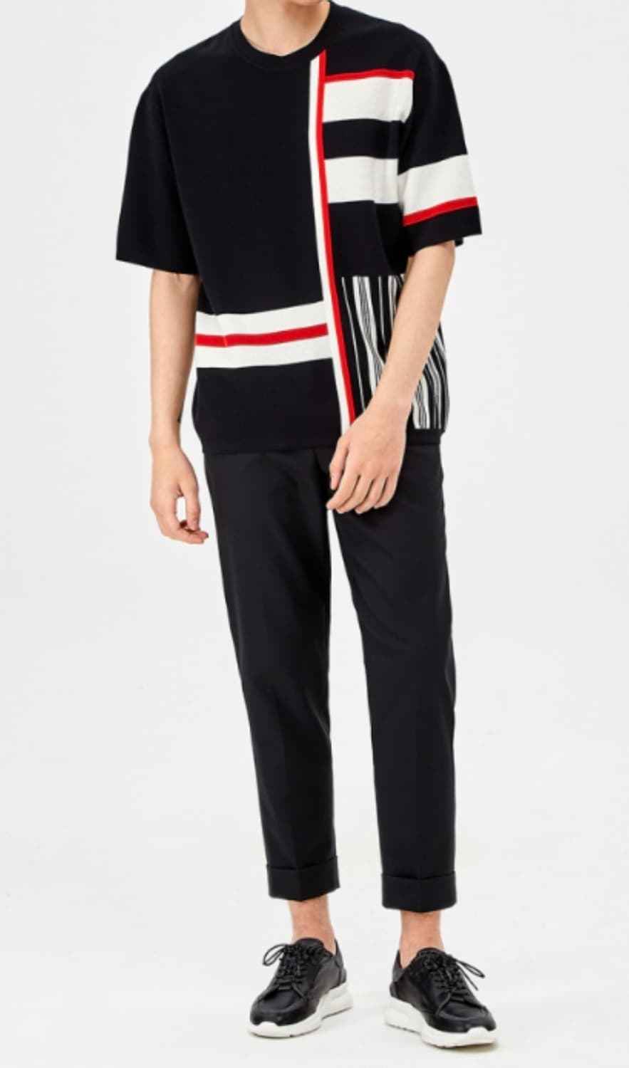 시스템옴므 남성 반팔니트 105 언발란스 스트라이프 니트반팔 MM52 상품이미지6