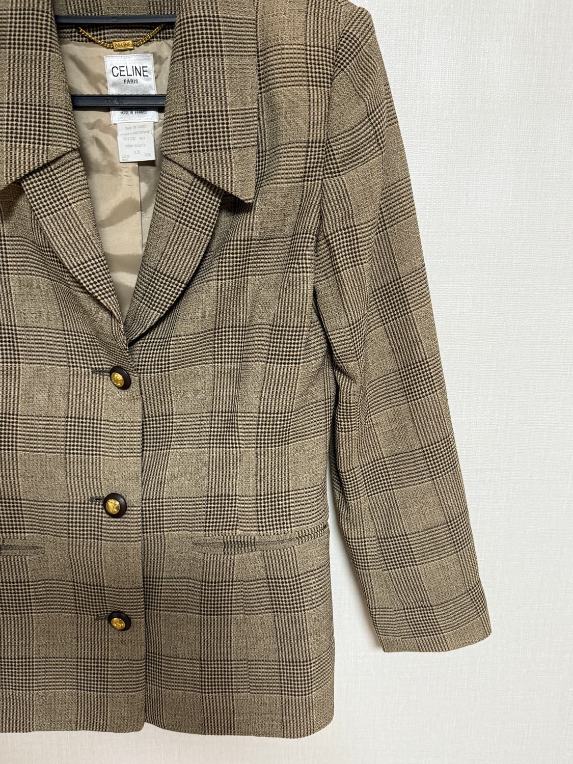셀린느 빈티지 체크 자켓 브라운 40 상품이미지6