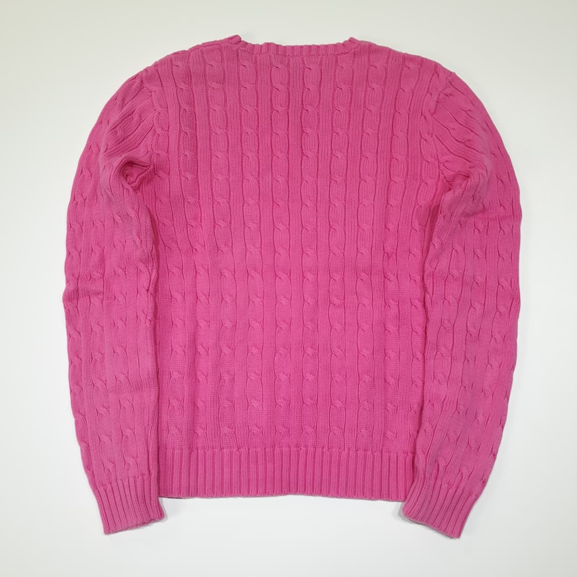 CL384 L 폴로 00s 코튼 케이블 크루넥 그린포니 핑크 니트 상품이미지6