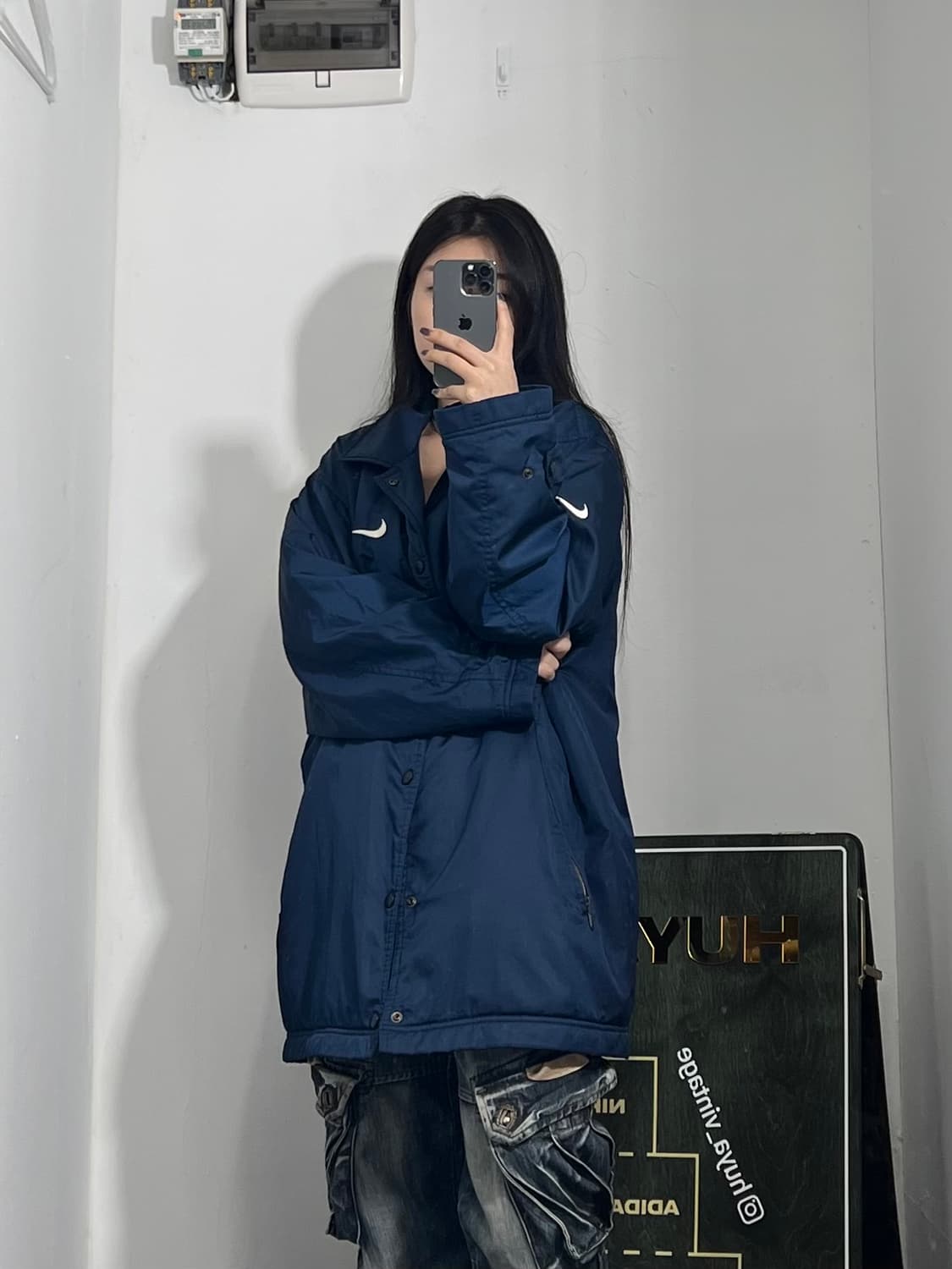 90s 나이키 네이비 돕바 롱패딩 M 상품이미지1