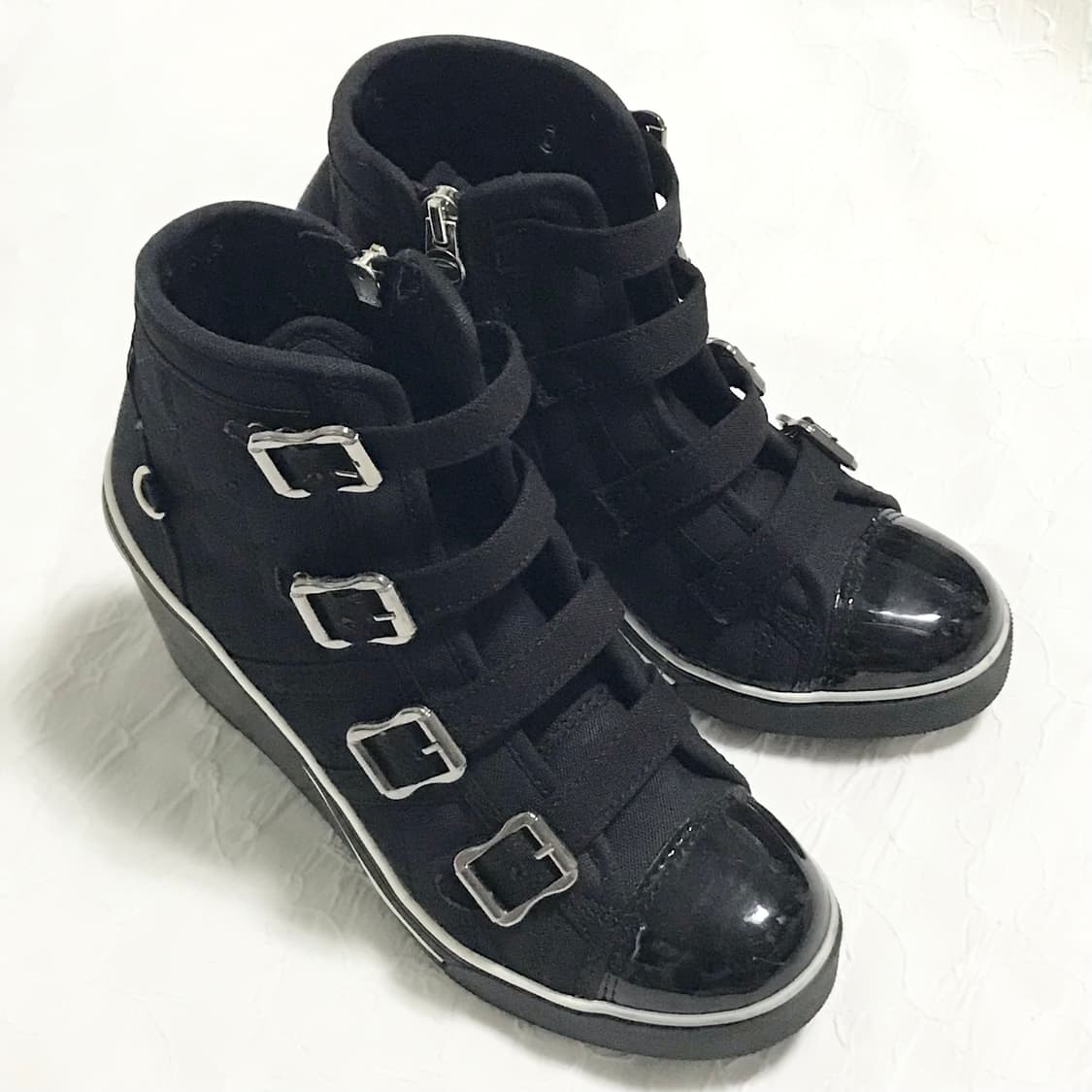 빈티지 갸루 퀼팅 버클 웨지힐 스니커즈 235 상품이미지2