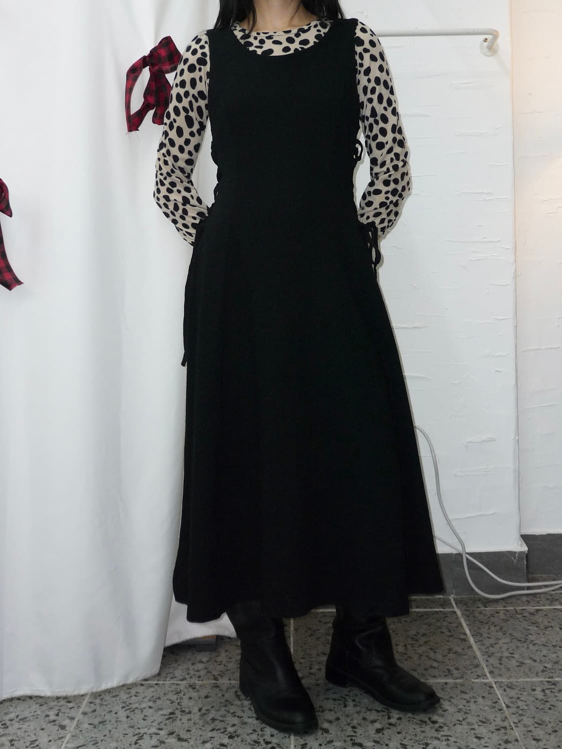 modern noir ribbon dress 상품이미지3