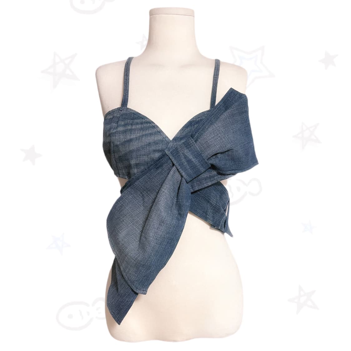 뉴스스 중청 데님 리바이스 리본 포인트 디테일 커스텀 뷔스티에 상품이미지1