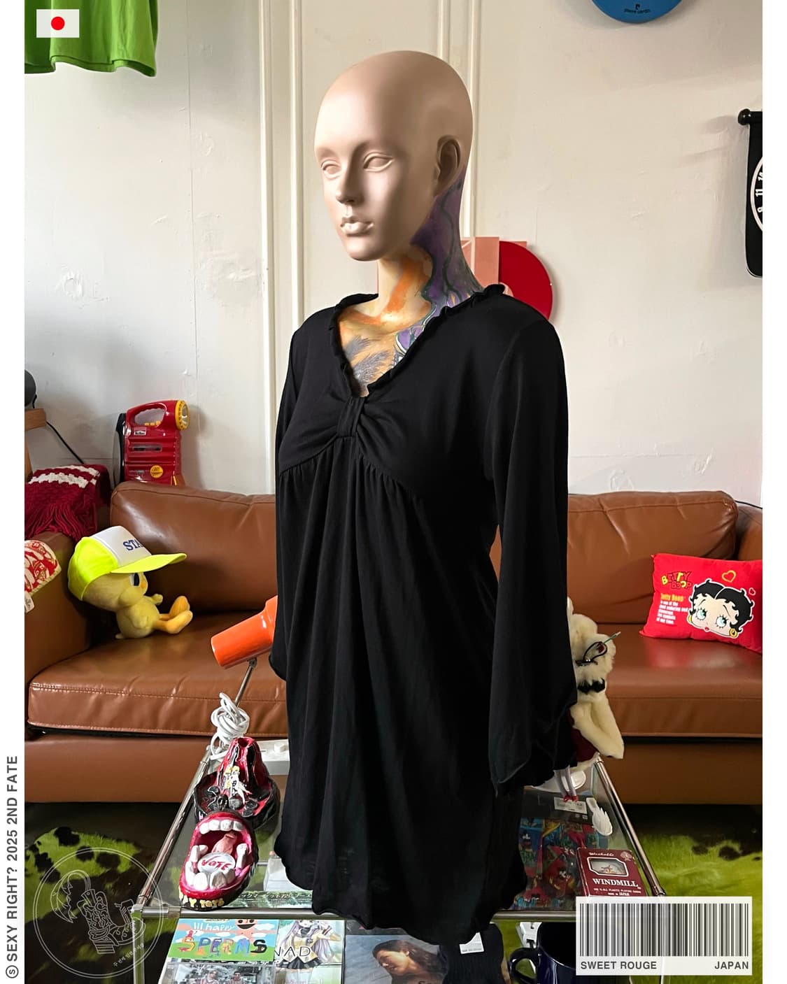 Sweet Rouge Gothic Ribbon Shirring Top 상품이미지1