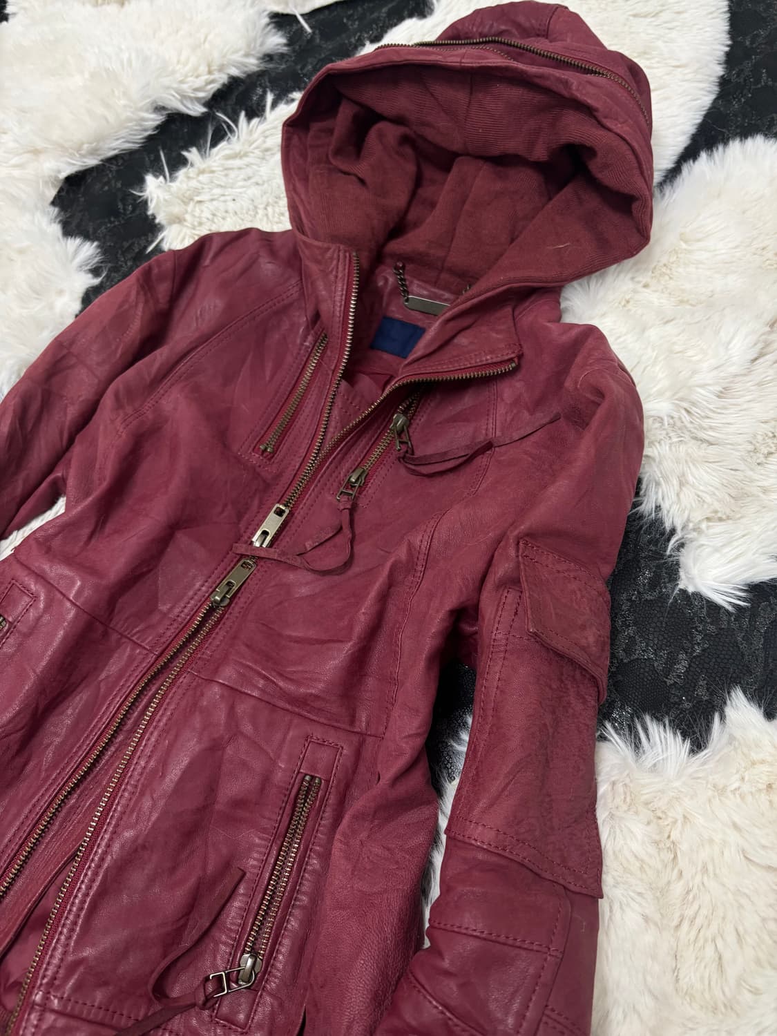 [2000s Avirex]Burgundy Zip Hoodie SheepS 상품이미지7
