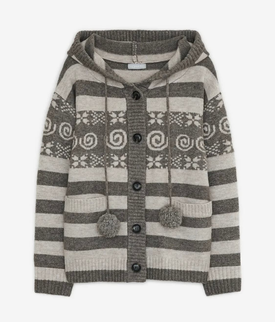 허그유어스킨 엔젤 윙 후드 폼폼 가디건 브라운 상품이미지1