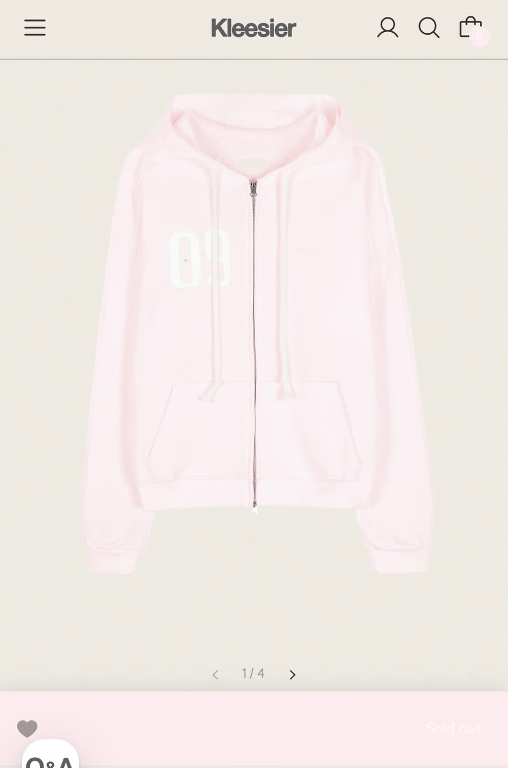 클리시어 넘버링 09 쿨핑크 논기모 후드집업 상품이미지1