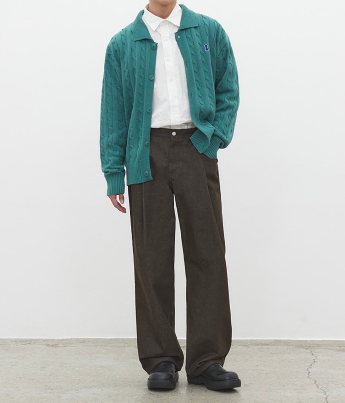 [30] 데케트 딥 플리츠 와이드 데님 브라운 상품이미지1