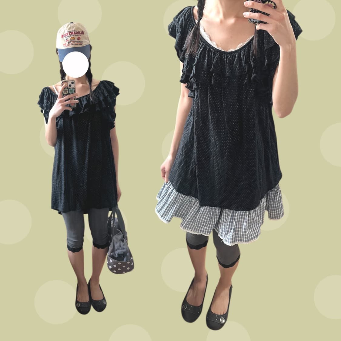 유니클로x더블스탠다드 져지 소재 땡땡이 블라우스 상품이미지1