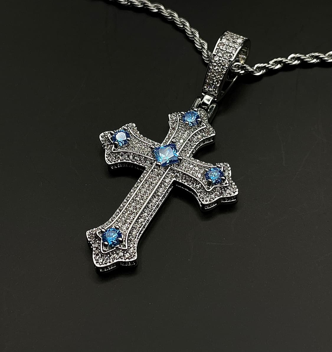 pcr053 Blue the cross cubic necklace 상품이미지6