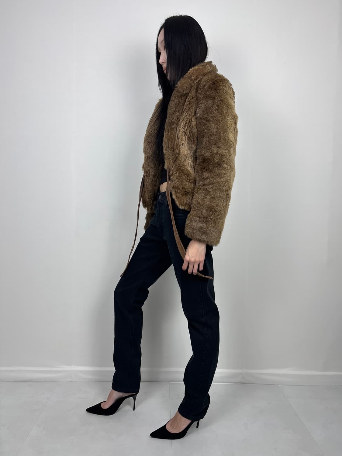 ZARA BROWN MIXED FUR JACKET 상품이미지3