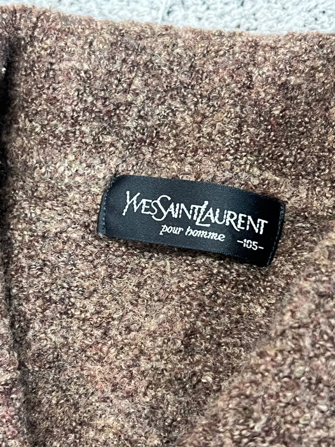 (희귀매물)입생로랑 모헤어 포켓 빅로고 브라운 버튼 투톤 가디건 상품이미지3