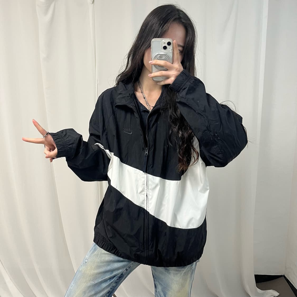 Nike Black Big Swoosh Windbreaker 상품이미지2