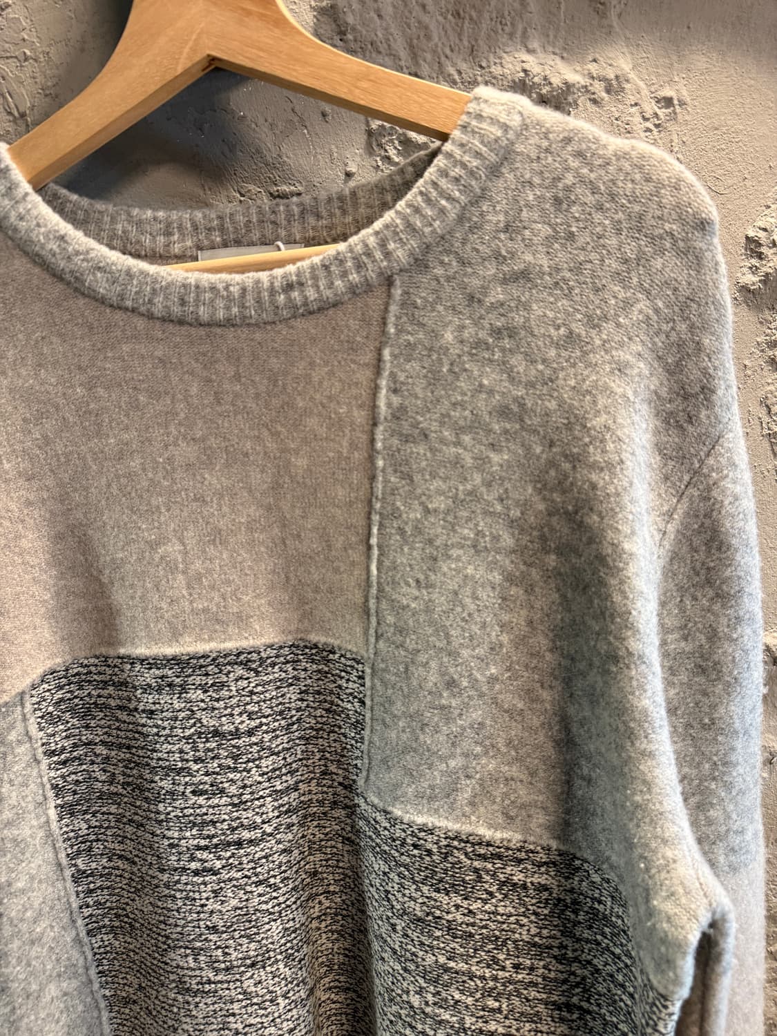 솔리드옴므 울 블록 패치워크 니트 그레이 50 상품이미지4