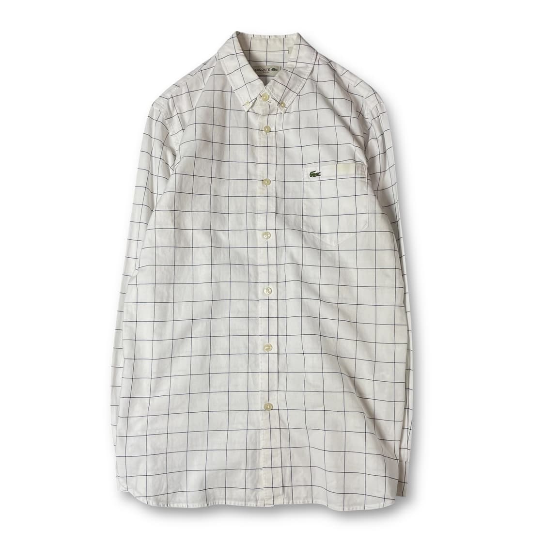 라코스테 화이트 깅엄체크 원포켓 긴팔 셔츠 슬림핏 M 상품이미지1