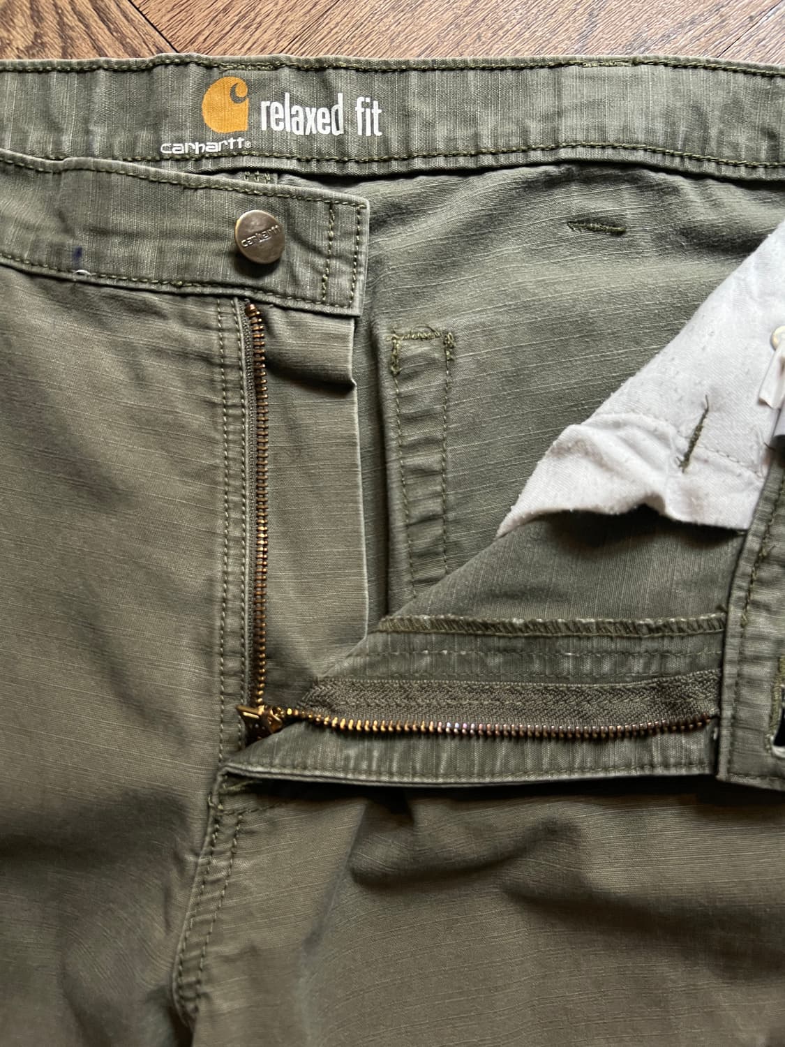 [34]칼하트 USA 모스그린 립스탑 더블니 워크 카고 팬츠 상품이미지3