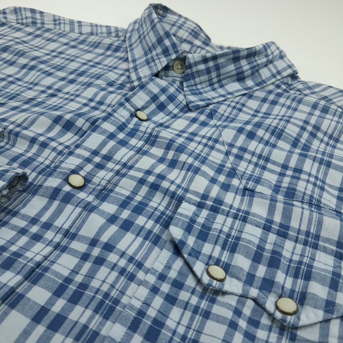 CN754 XL 폴로 랄프로렌 스모키블루 웨스턴 체크 긴팔 셔츠 남방 상품이미지5