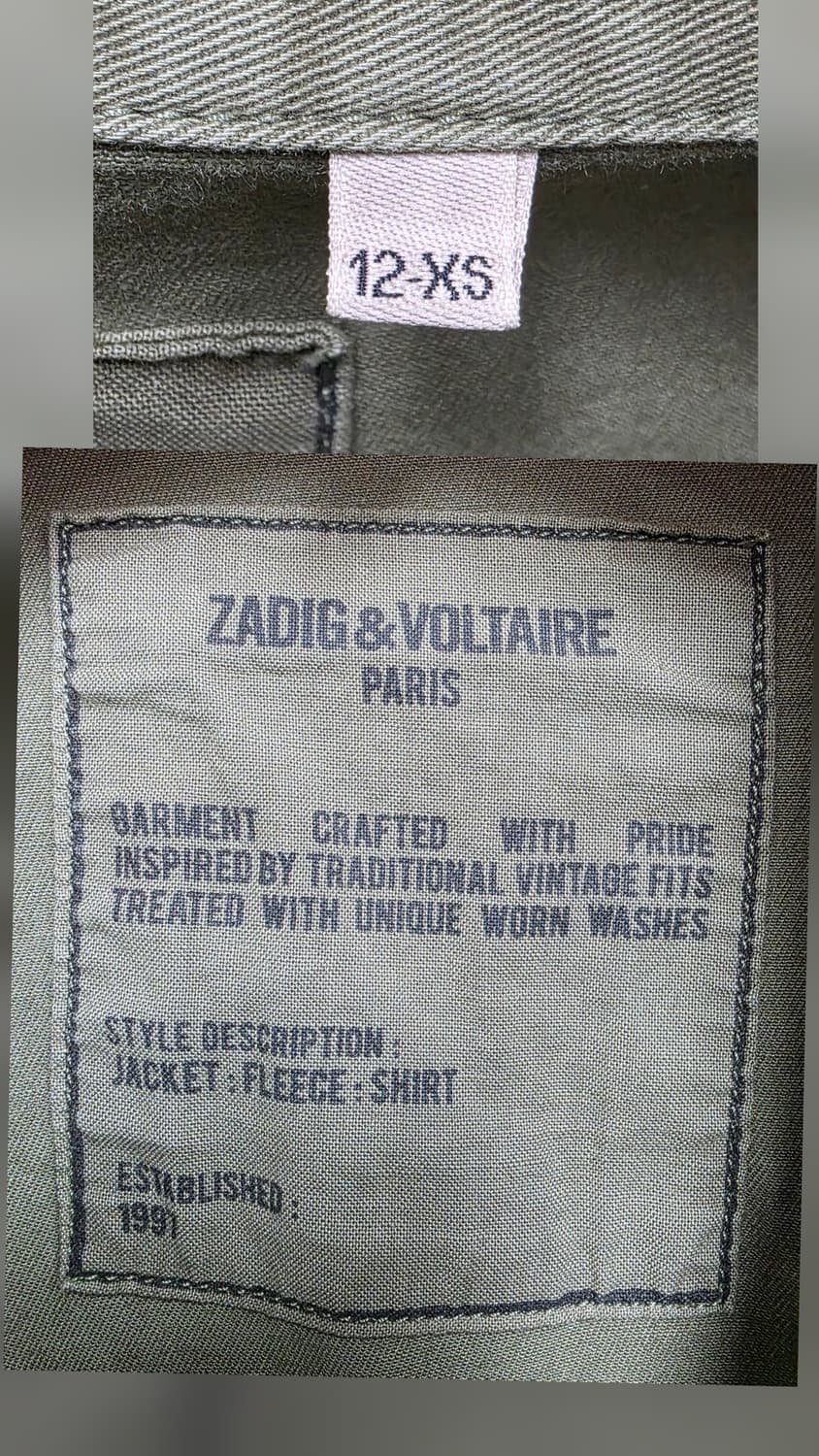 쟈딕앤볼테르 주니어 야상 12Y 여성XS 카모 밀리터리 카키자켓 MM66 상품이미지6