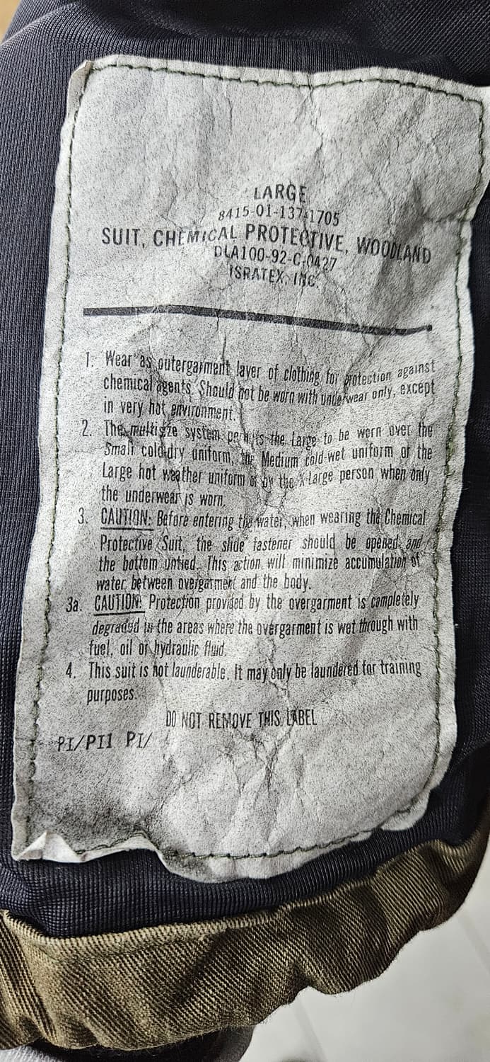 90's 미군 우드랜드 패턴 화학 보호의 자켓 L 상품이미지6