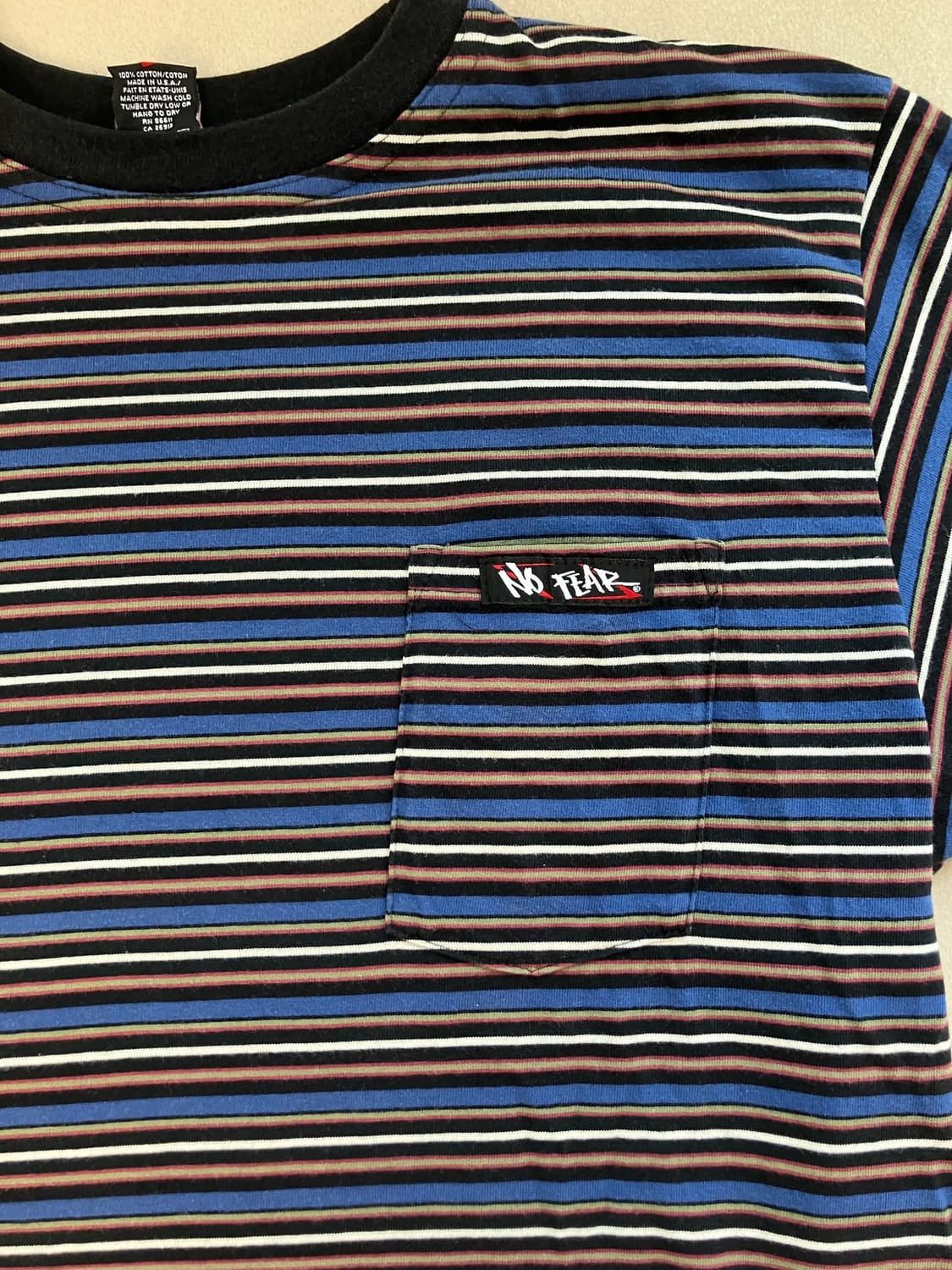 90s No fear stripe pocket T shirts 상품이미지3