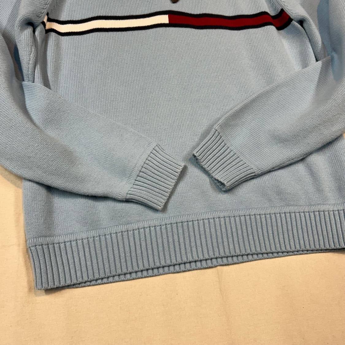 S) 타미힐피거 반집업 풀오버 코튼 니트 주황 오렌지 상품이미지4