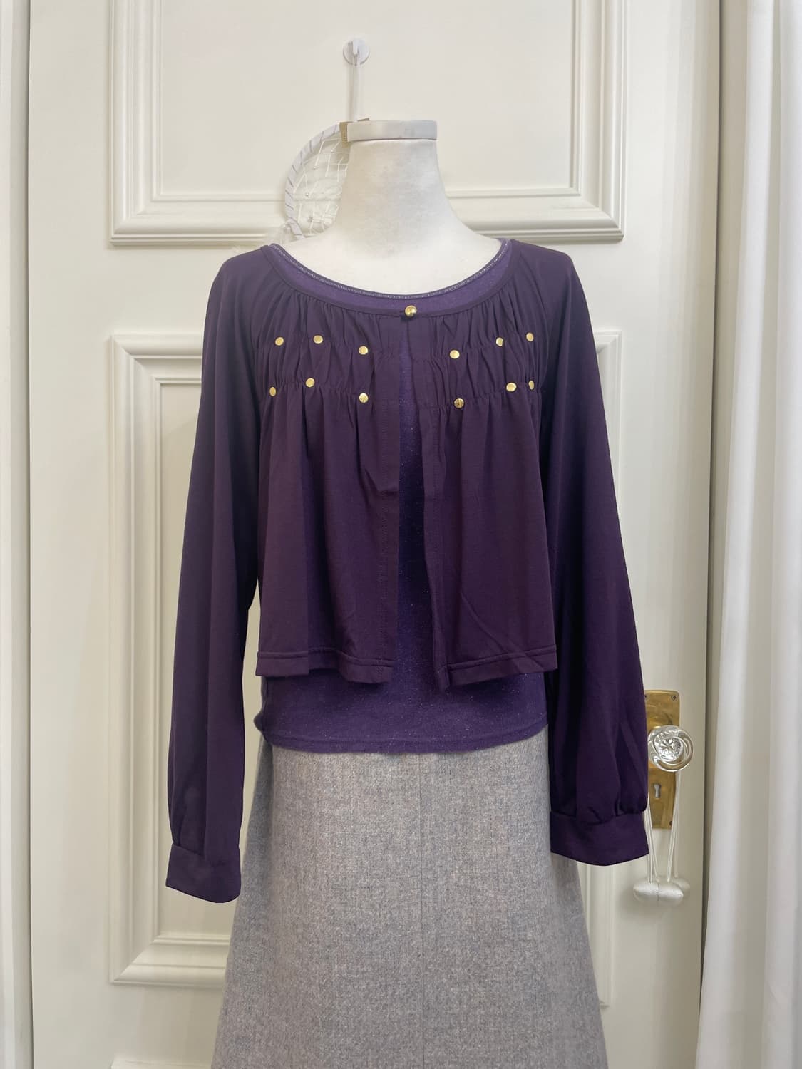 purple gold point shirring cardigan&glit 상품이미지1