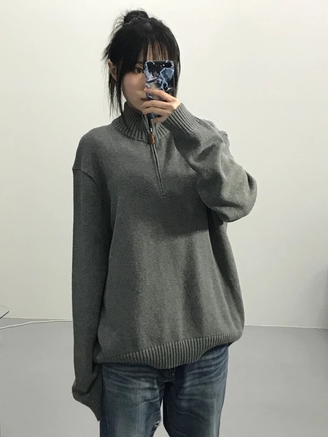 폴로 랄프로렌 그레이 반집업 니트 상품이미지1