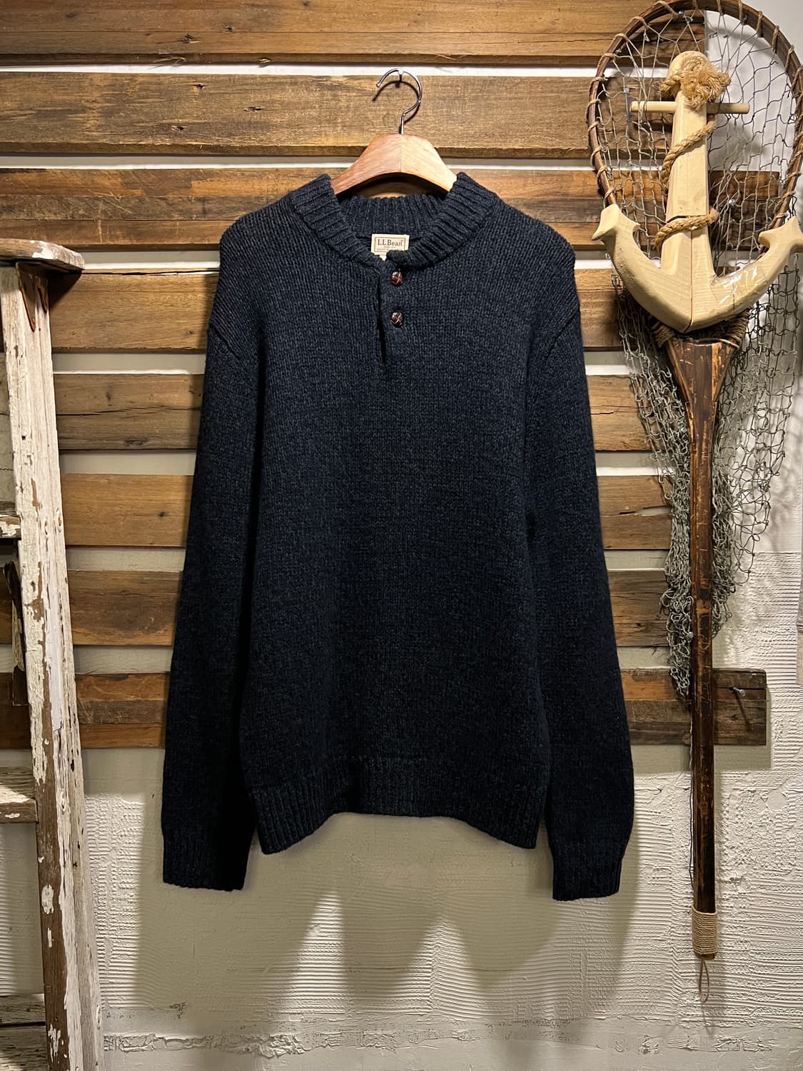 [M]엘엘빈 USA 헨리넥 다크크린 램스울 니트 상품이미지1