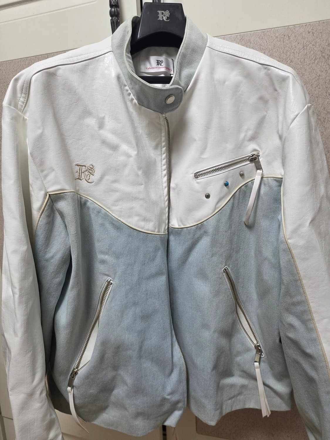 *택 있는 새상품* 알에스에스씨 레더&데님바이커자켓 상품이미지1