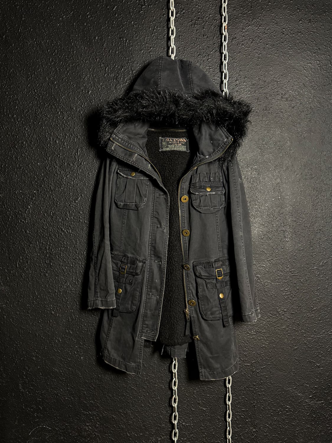 Black slim-fit fur hooded field jacket   상품이미지2