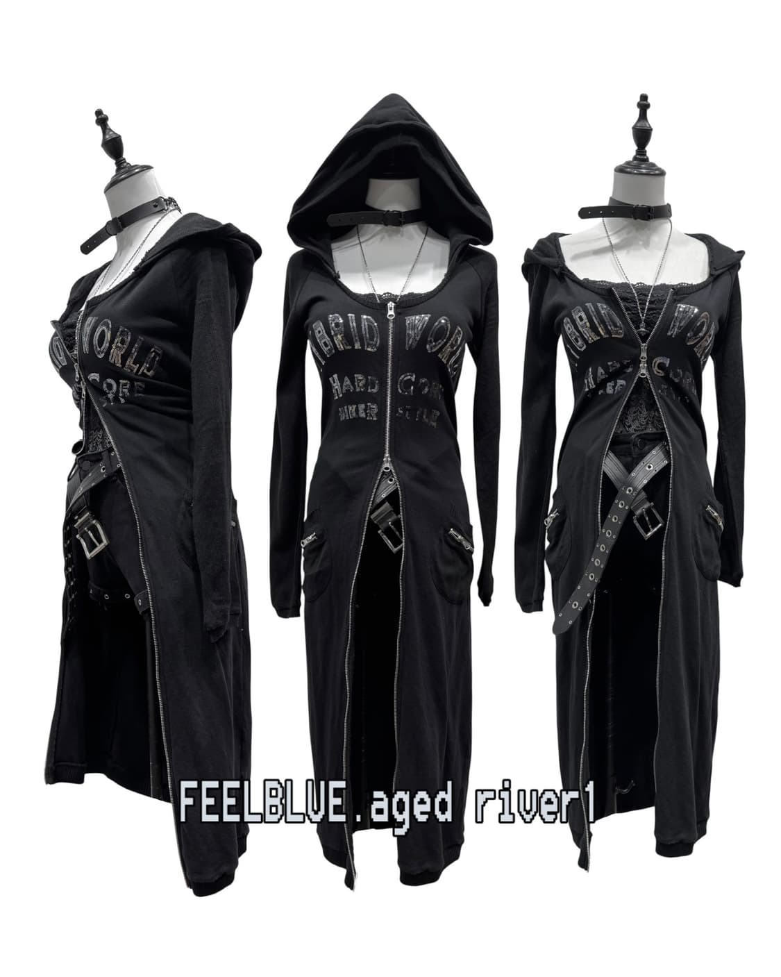 Gothic Hood Long Dress 고스펑크 3pcs 코디세트 상품이미지2