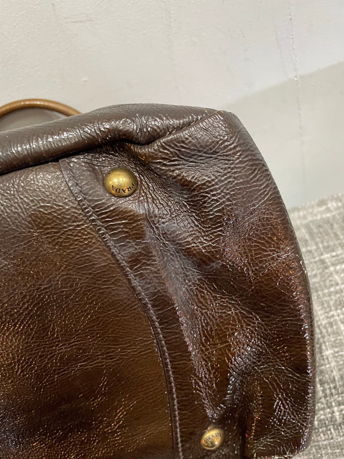 프라다 비텔로 샤인 토트백 브라운 정품 상품이미지4