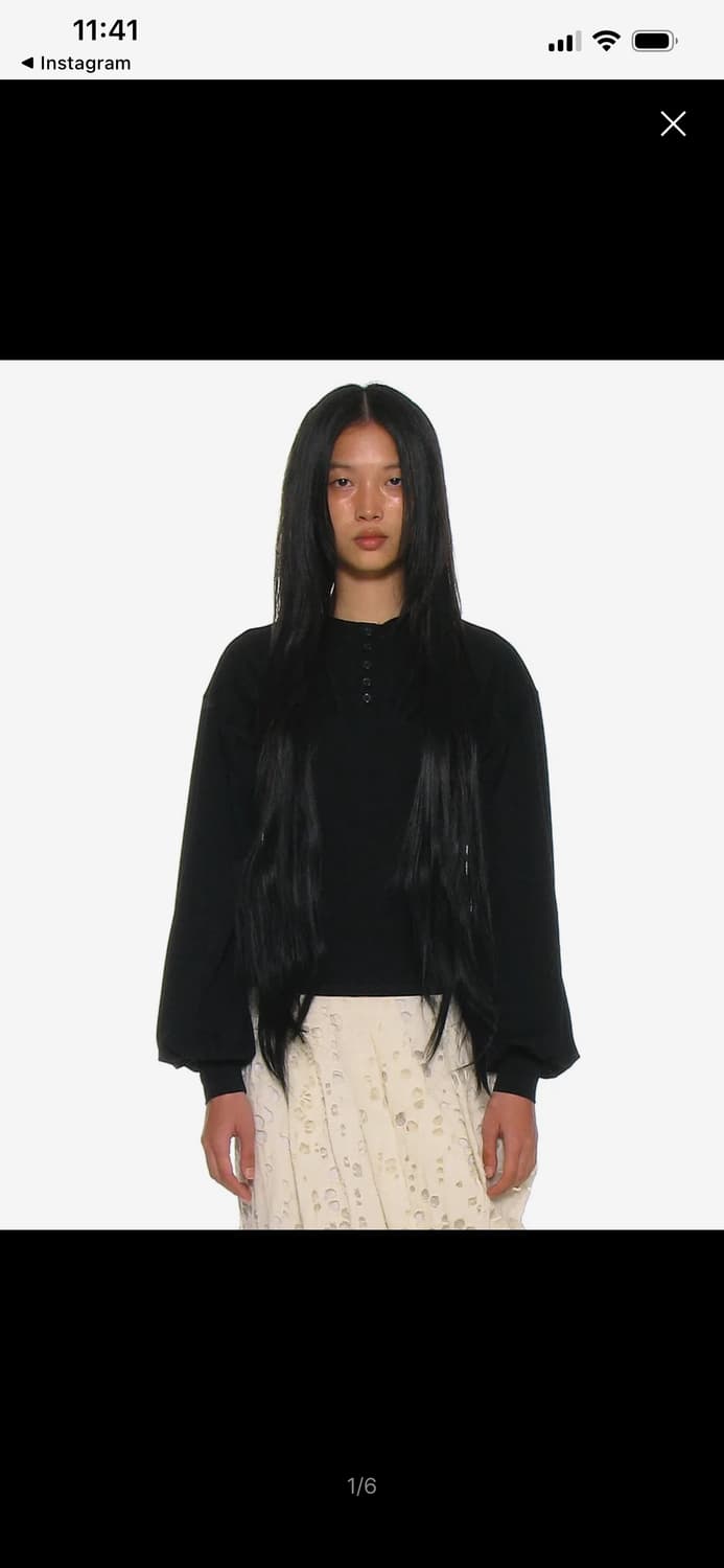 급처) 파르티멘토 셔링 헨리넥 롱슬리브 티_블랙  상품이미지1