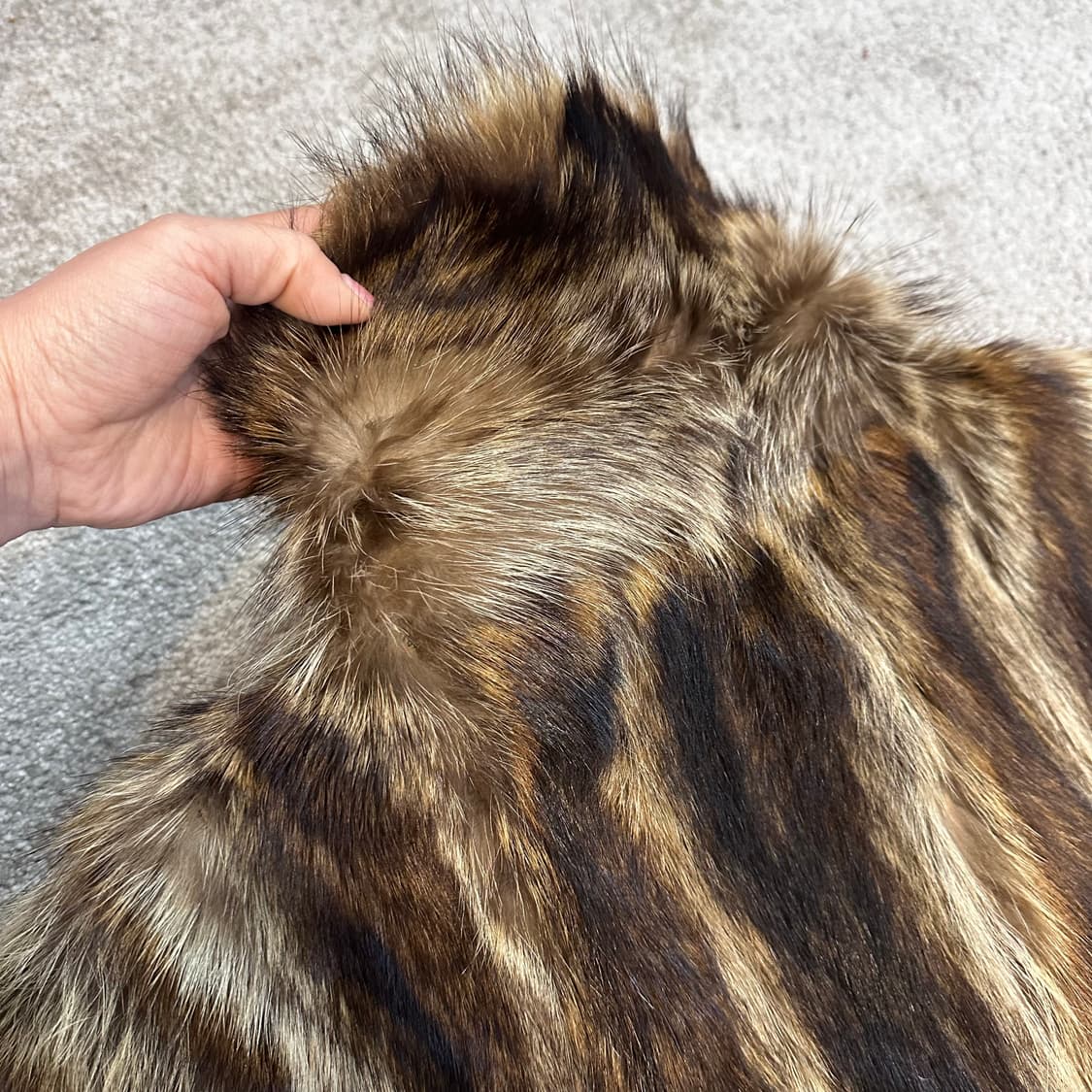 빈티지 브라운 믹스컬러 사가폭스 퍼자켓L 상품이미지7