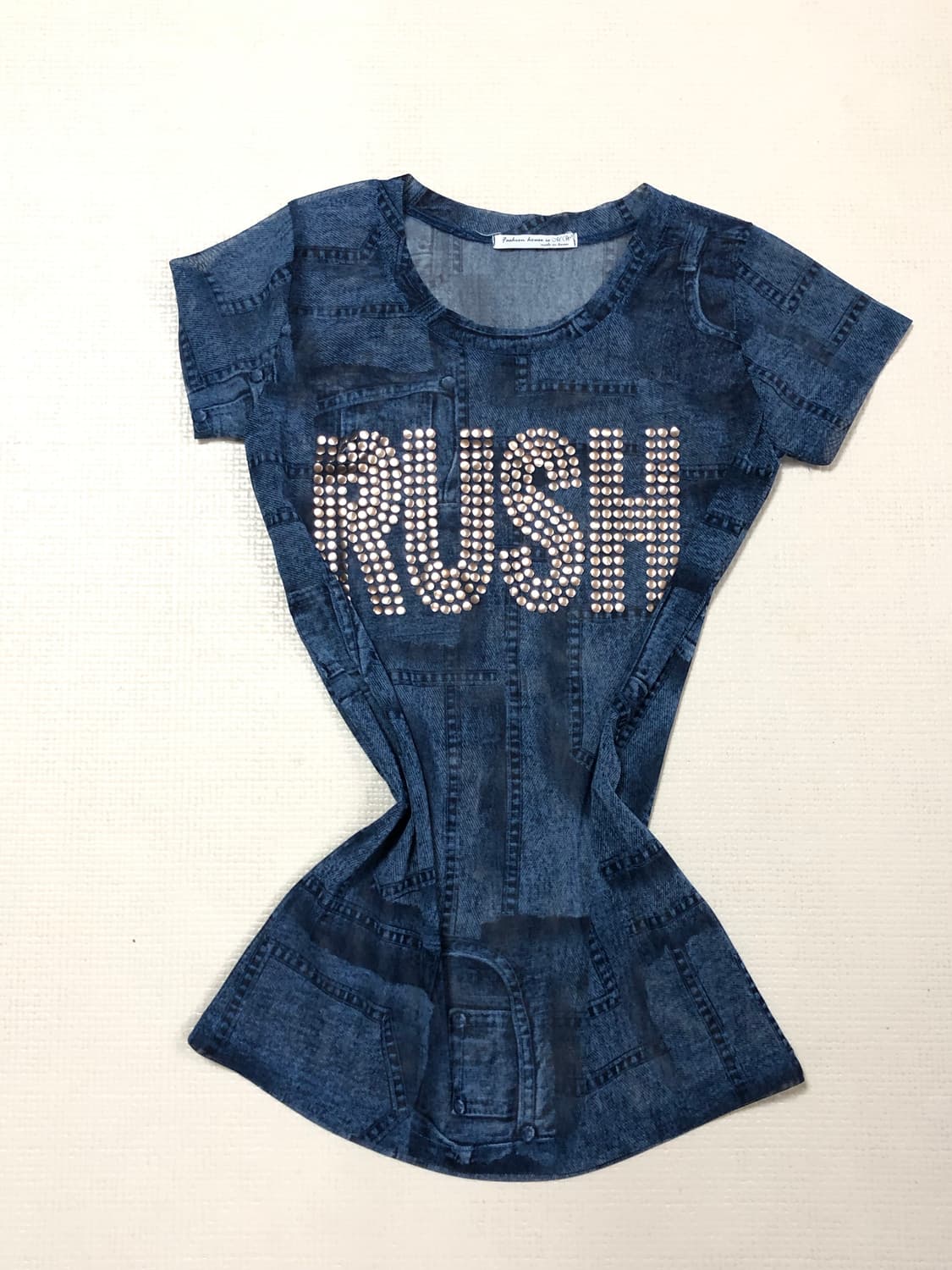 빈티지 데님 프린팅 스터드 탑 상품이미지5
