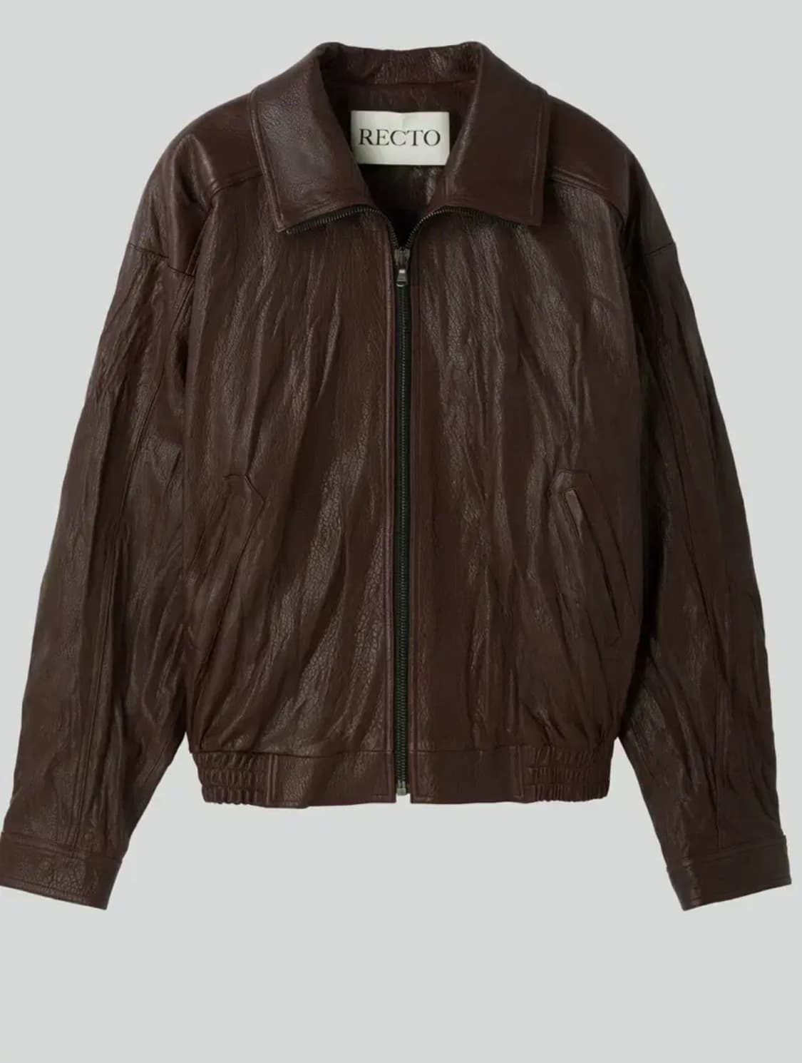 [새상품] 렉토 25FW 하이넥 레더 점퍼 자켓 브라운 M사이즈 상품이미지1