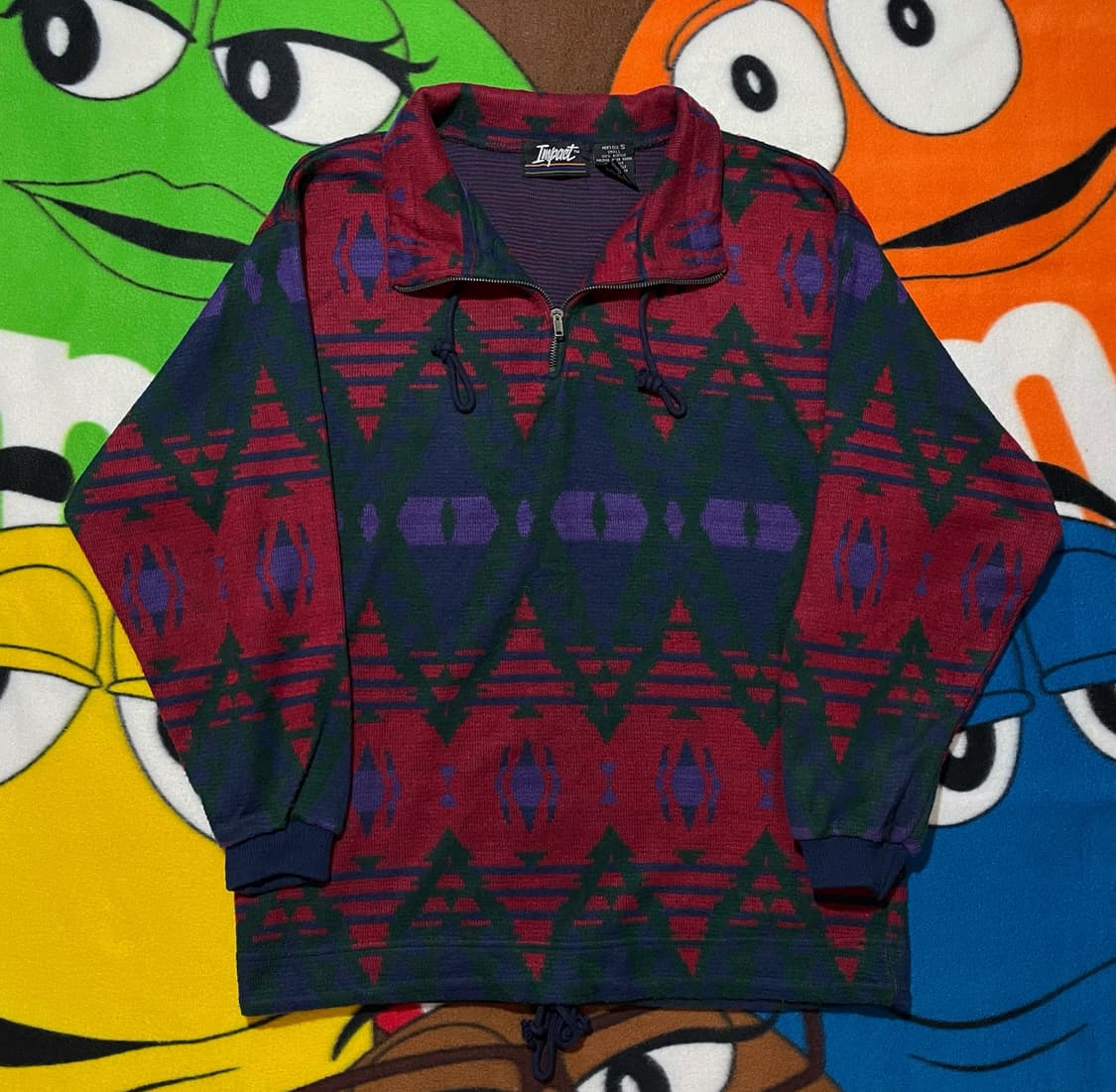 인디언 패턴 하프집업 니트 상품이미지1