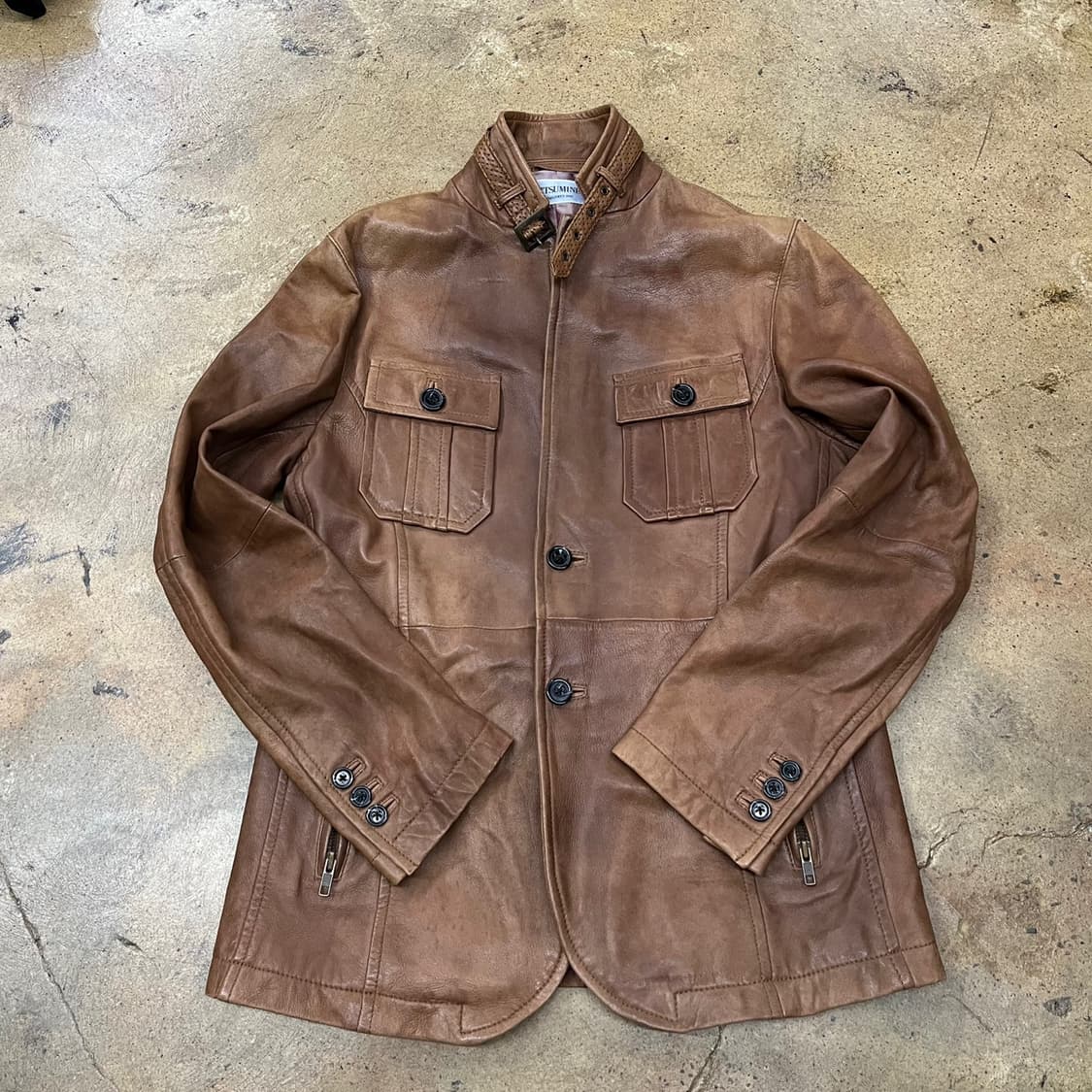 [정품/M] MITSUMINE 브라운 가죽 자켓 b17 상품이미지2