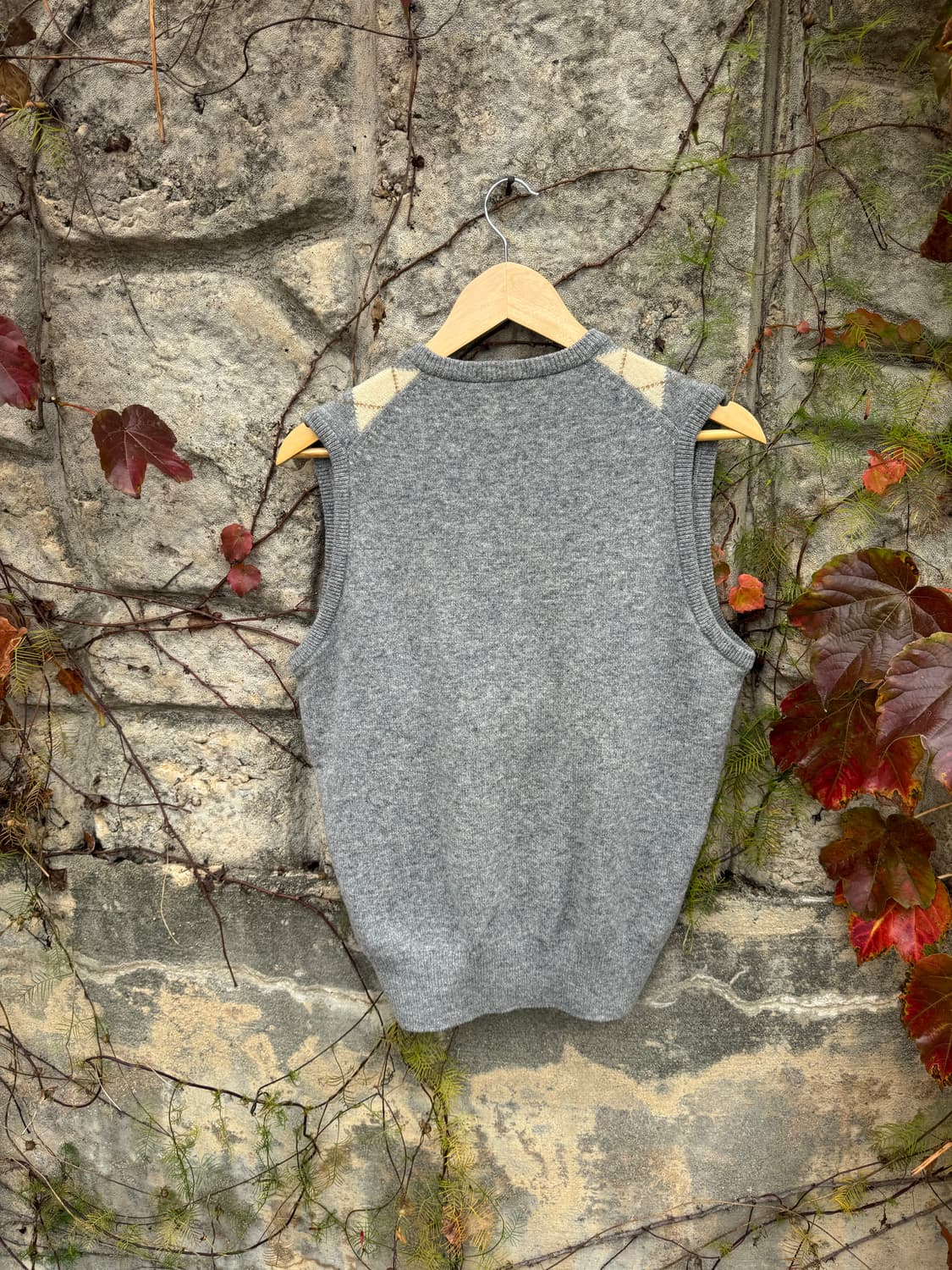 80s~90s jaeger 램스울 100 아가일 패턴 빈티지 니트 베스트 상품이미지2