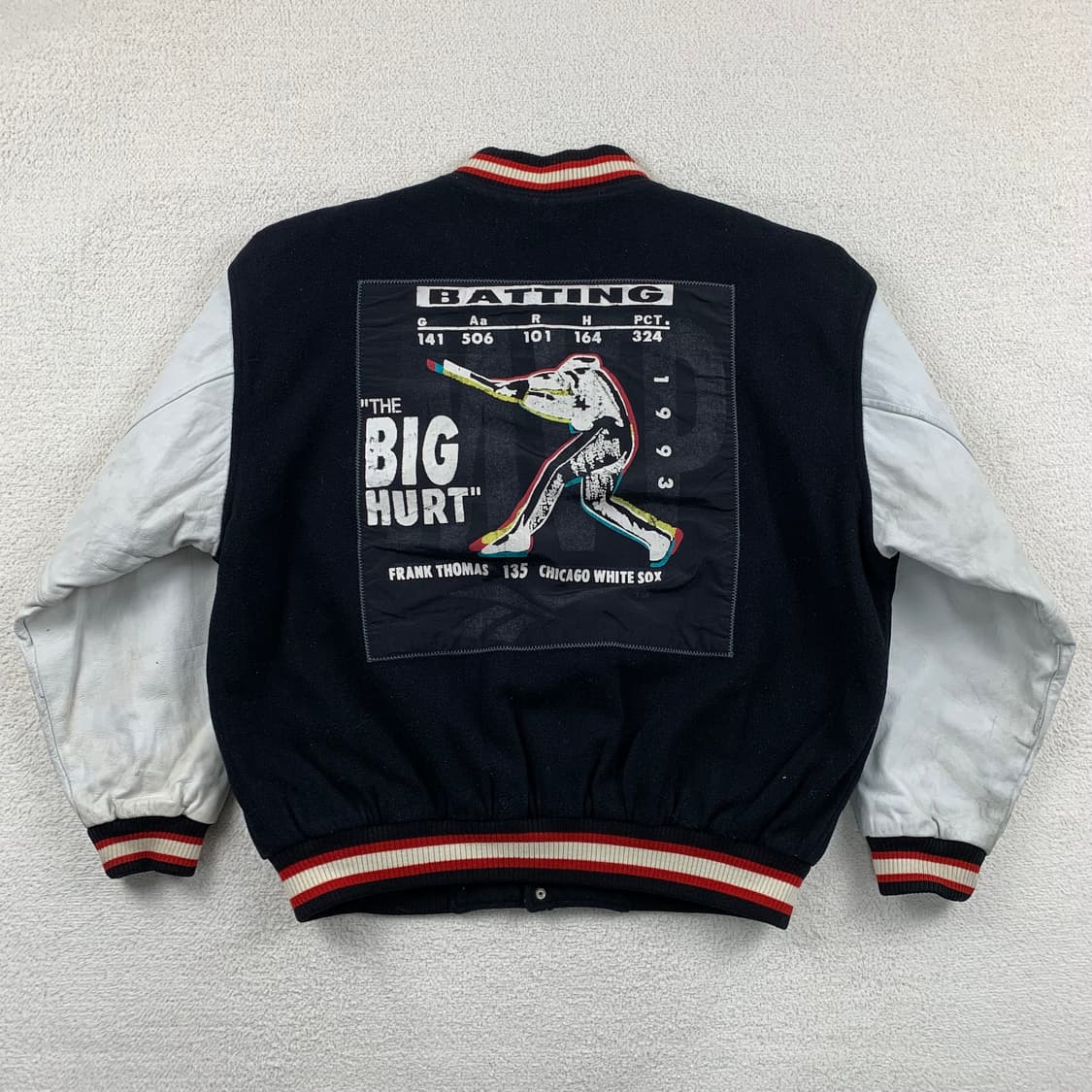 90‘s 리복 시카고 화이트삭스 프랭크 토마스 기념 바시티 자켓 상품이미지3