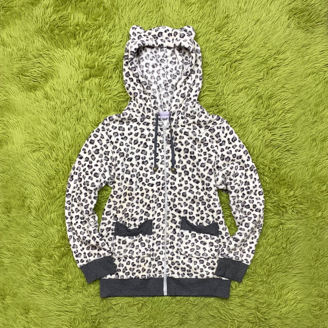ETIENNE 레오파드 캣 이어 후드 플리스 자켓 상품이미지1