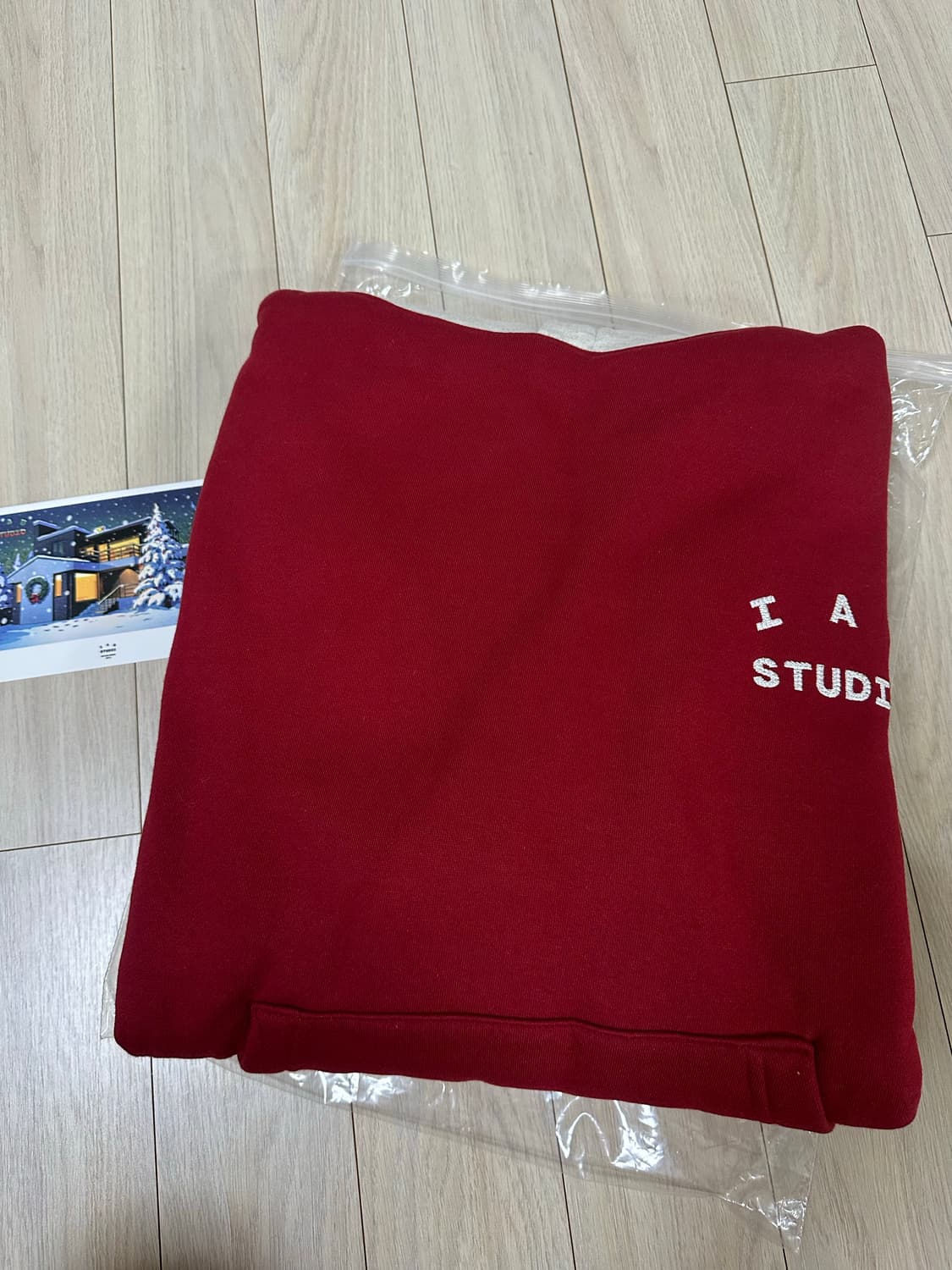아이앱 스튜디오 24 크리스마스 후드 버건디 오트밀 L 상품이미지3