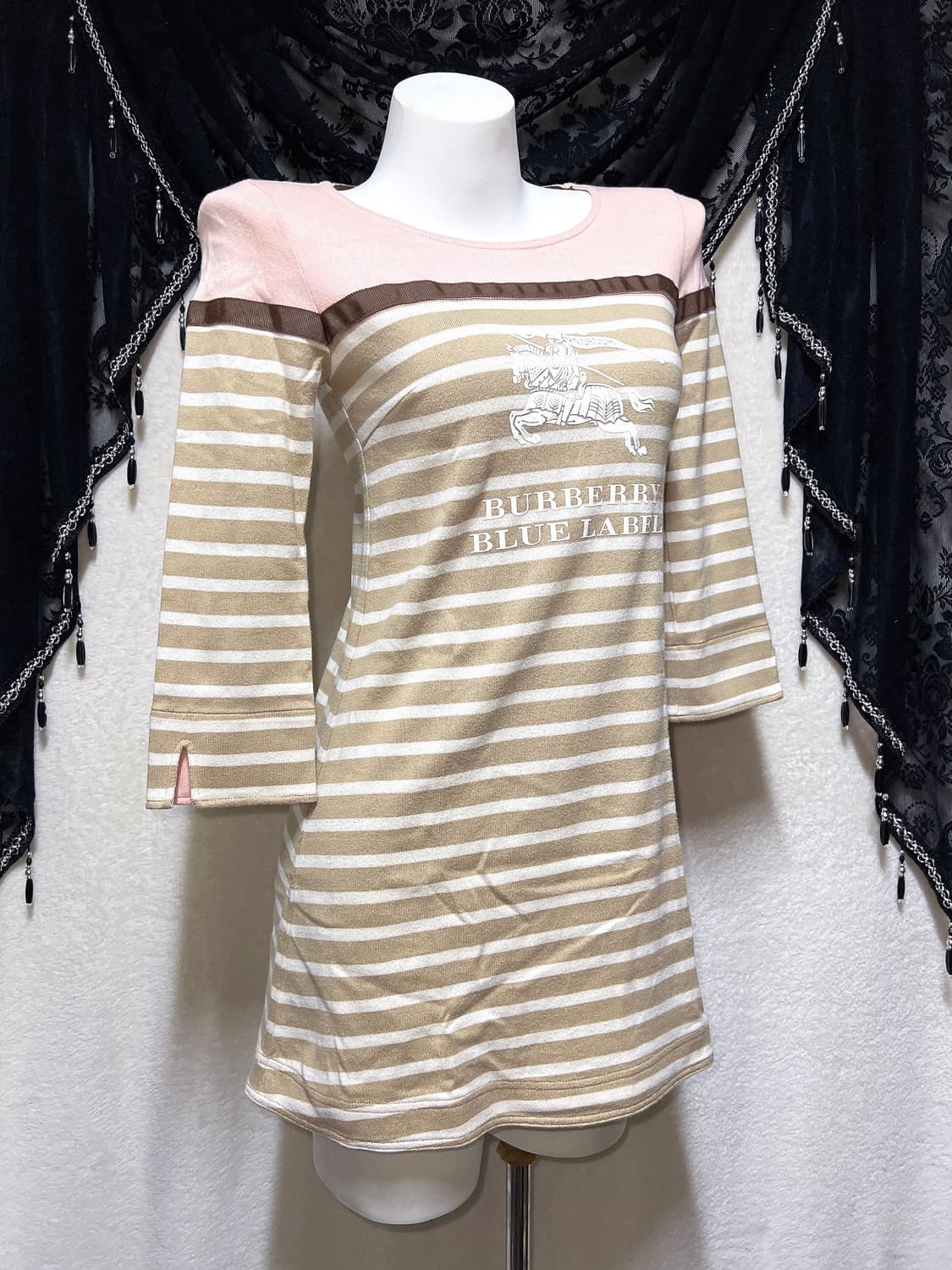 버버리 블루라벨 딸초 스트라이프 원피스 라떼갸루 로맨틱 로걀 너드 핀터 상품이미지1