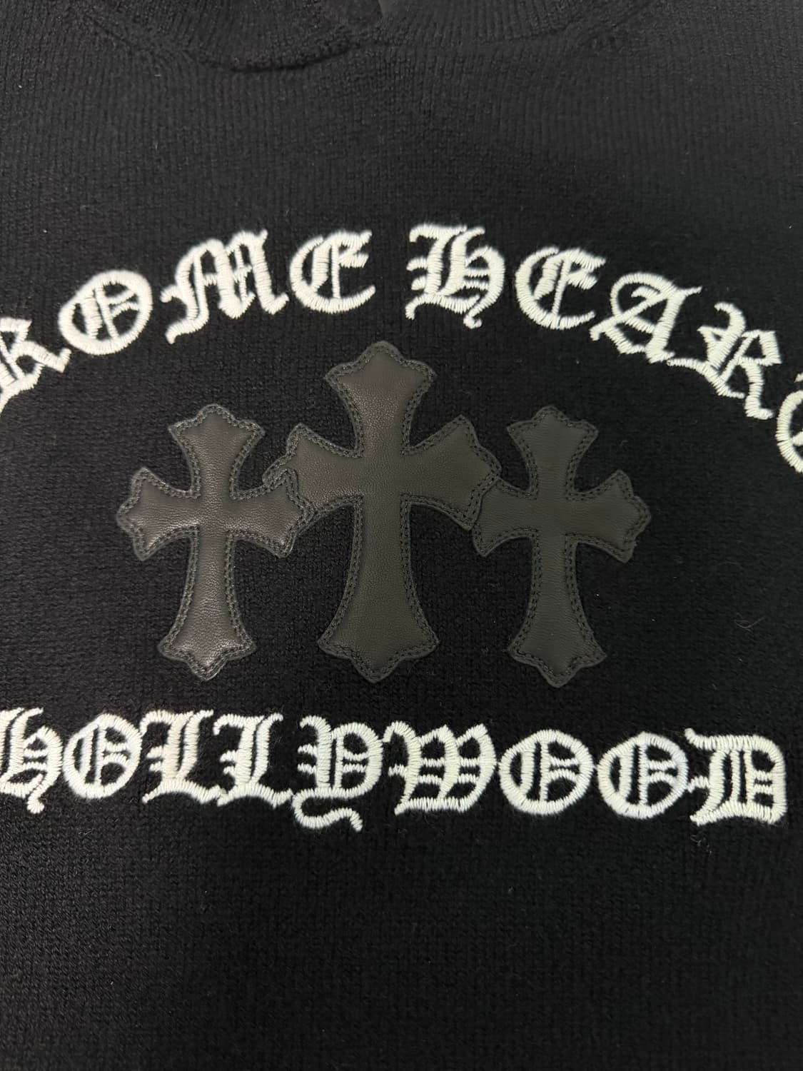 새상품 신형 크롬하츠 레더패치 세메터리 캐시미어 후드티 L 상품이미지3