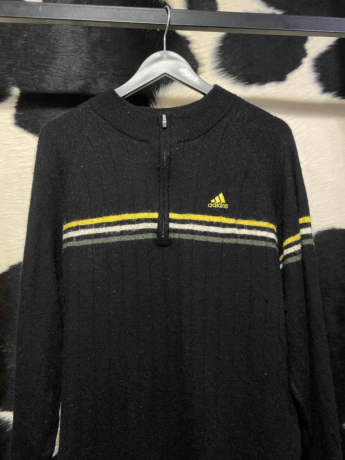 Adidas 삼선 반집업 블랙 니트 상품이미지3