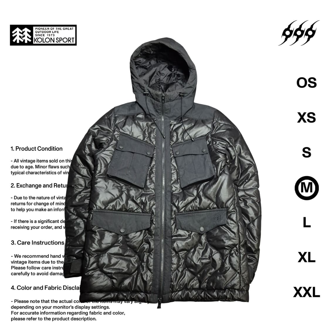 코오롱스포츠 10S 후드 95사이즈 경량패딩 자켓 상품이미지1